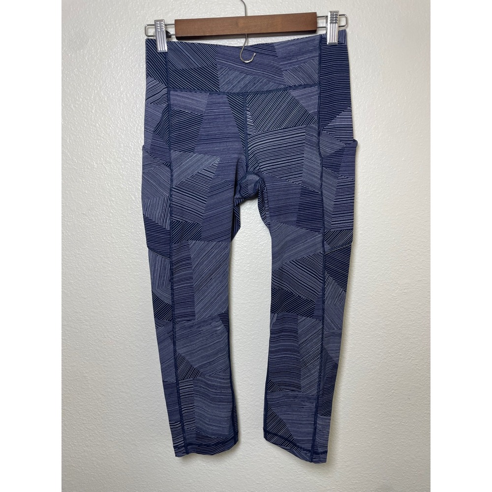 Lululemon Women 6 Wunder Under Crop Hi-Rise Legging Etch Hail Midnight Navy